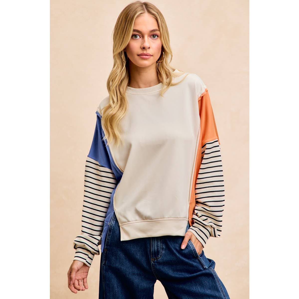 French Terry Color Block Long Sleeve