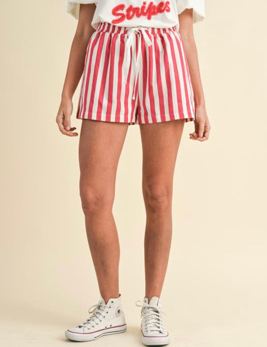Stripe Twill Denim Shorts