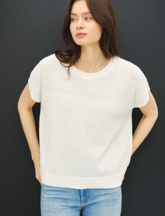 Textured Cap Sleeve Sweater Top