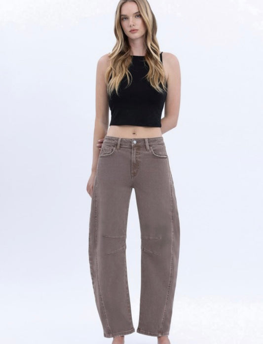 FM High Rise Cropped Barrel Jean