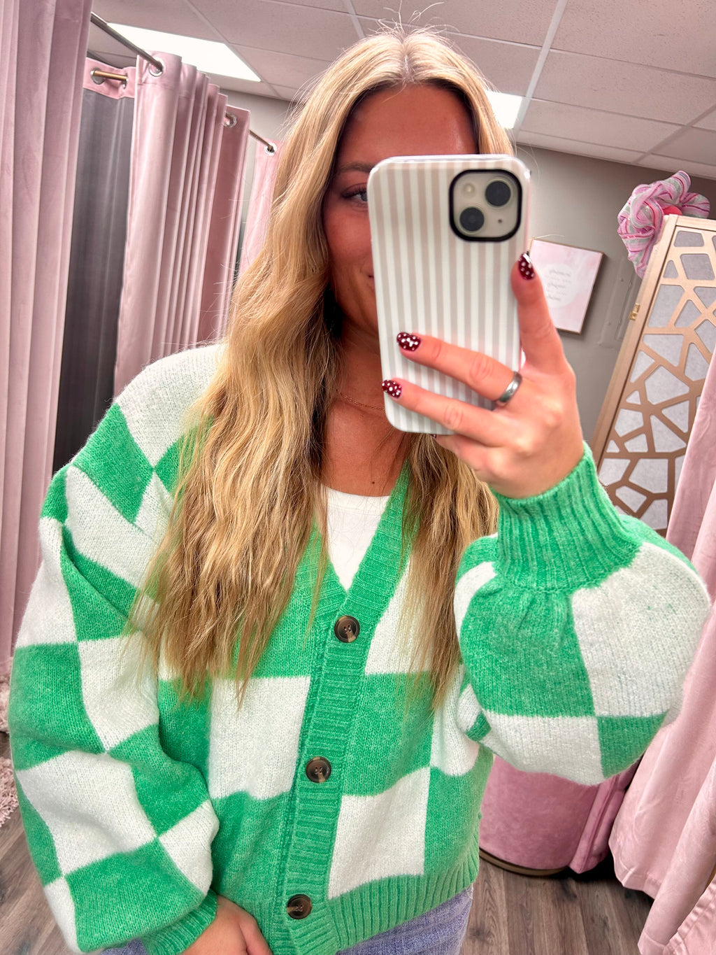 Checkered Cardigan Sweater