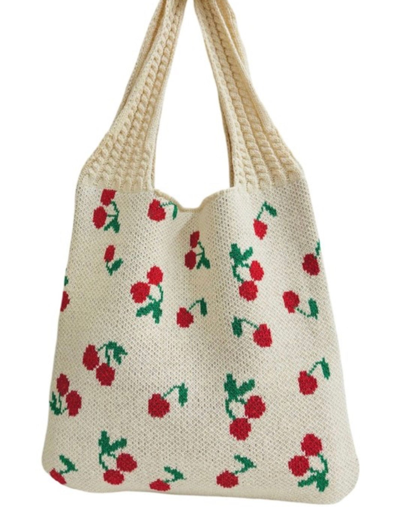 Cherry Knit Woven Bag