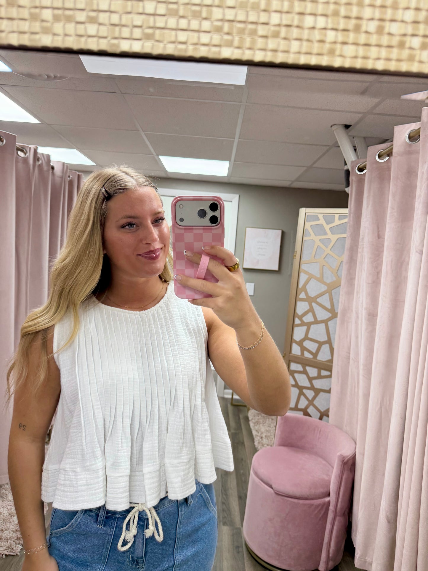 Swing Hem Sleeveless Woven Top