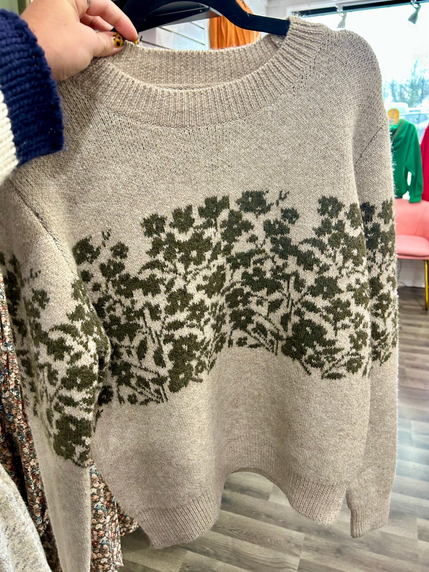 Floral Detail Knit Sweater