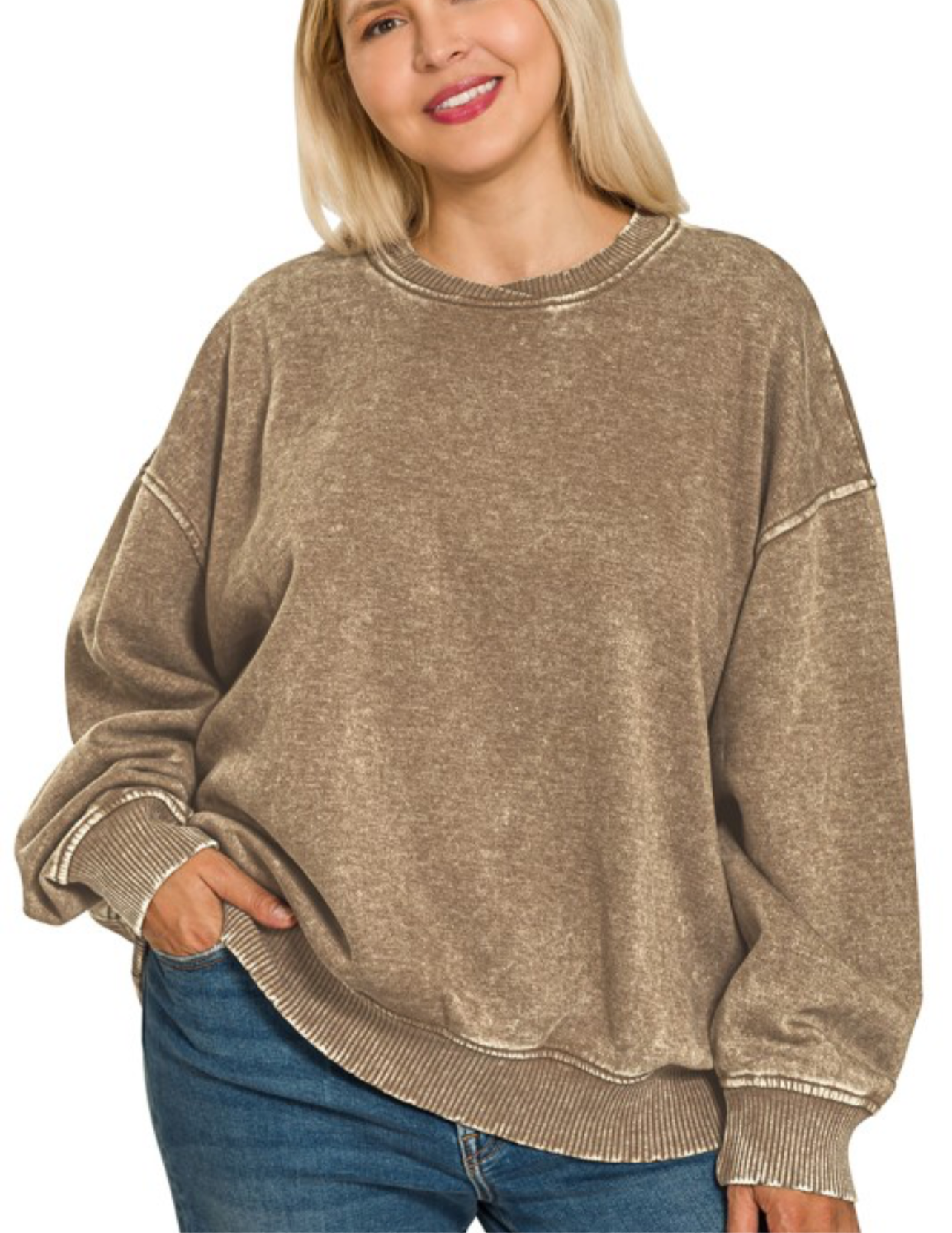 Acid Wash Oversized Crew