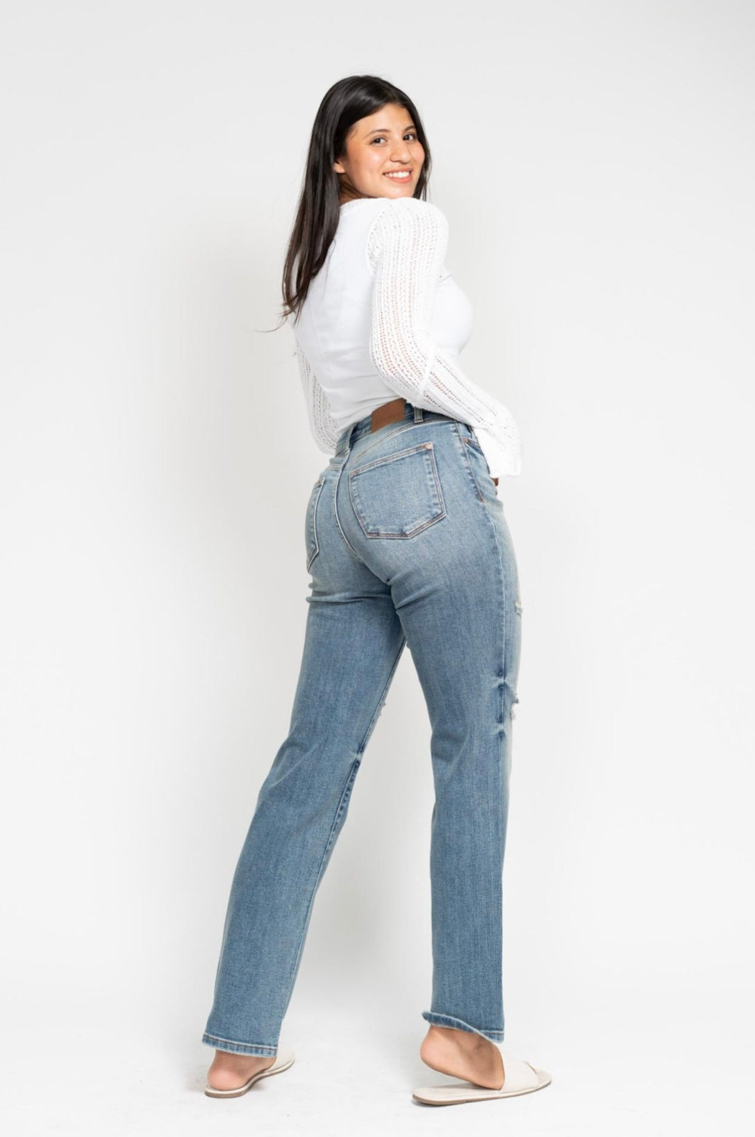 Judy Blue Distressed Straight Dad Jean