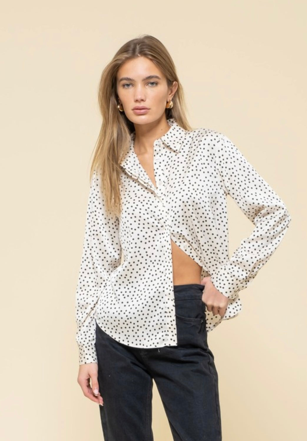 Polka Dot Button Down Top