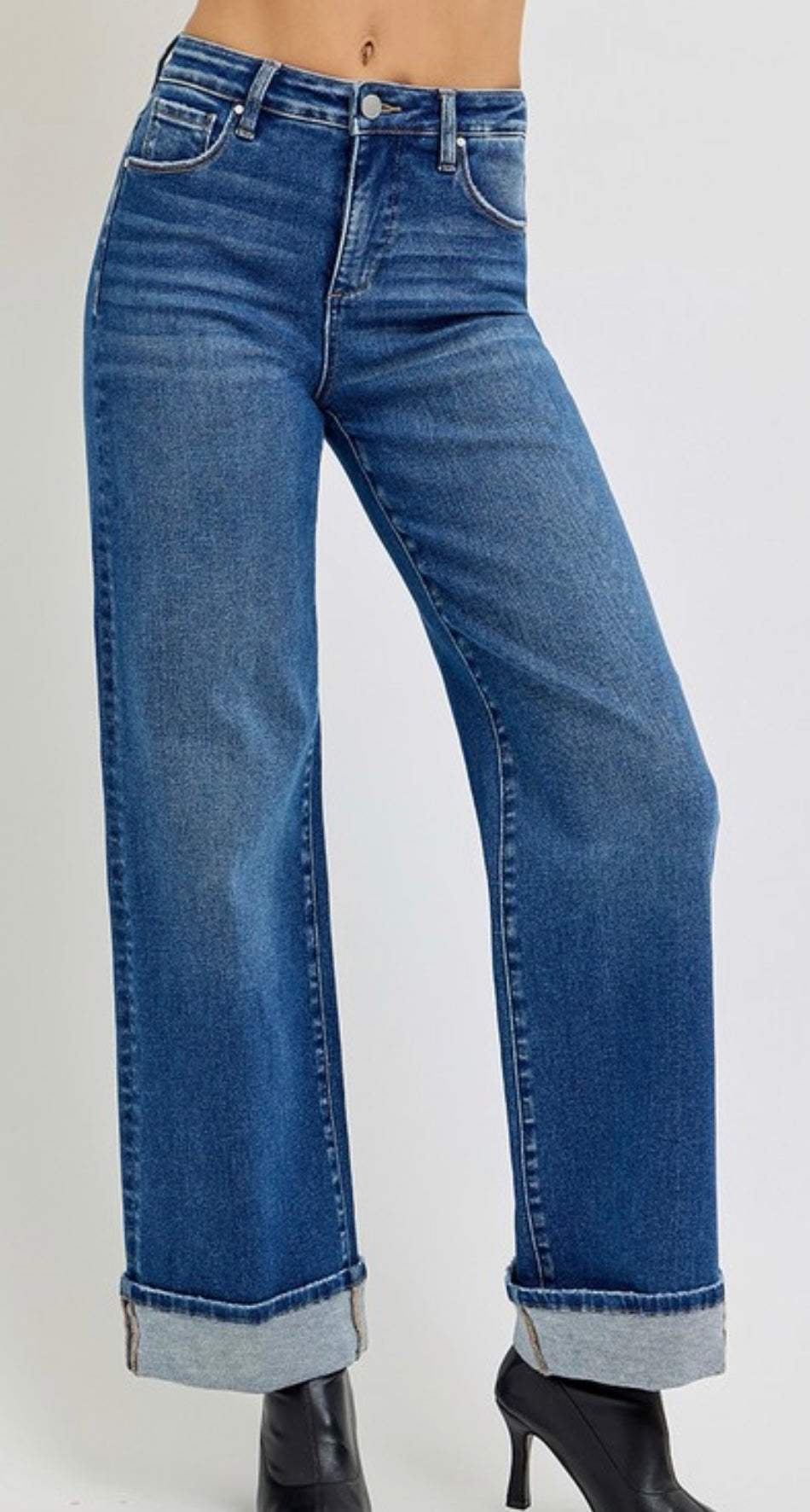 Risen Tummy Control Wide Leg w/ Cuff Jean