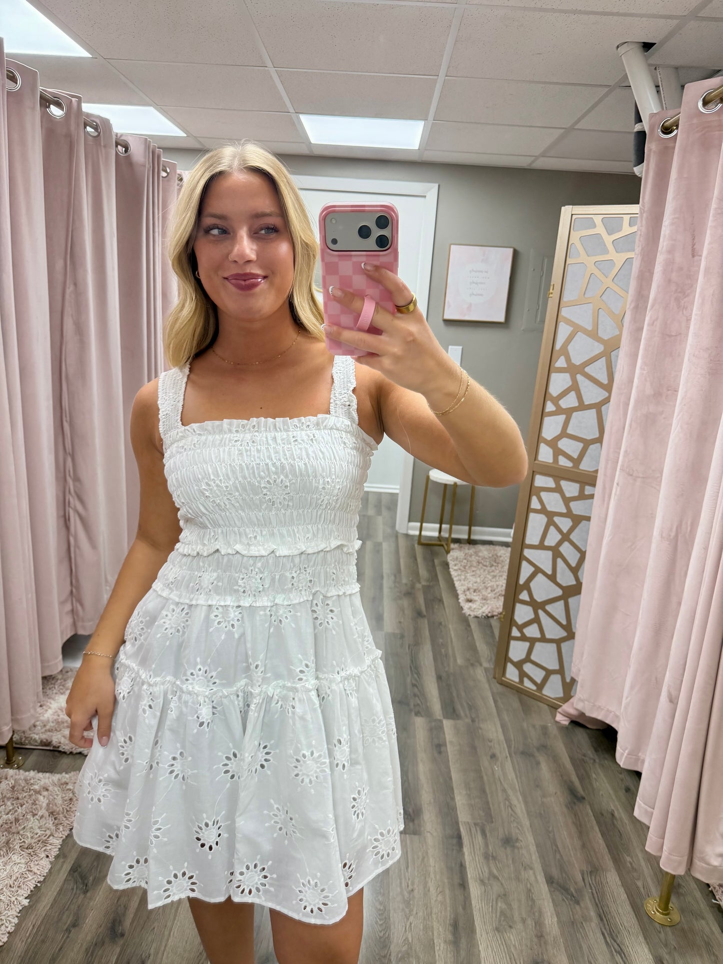 Cotton Eyelet Mini Dress