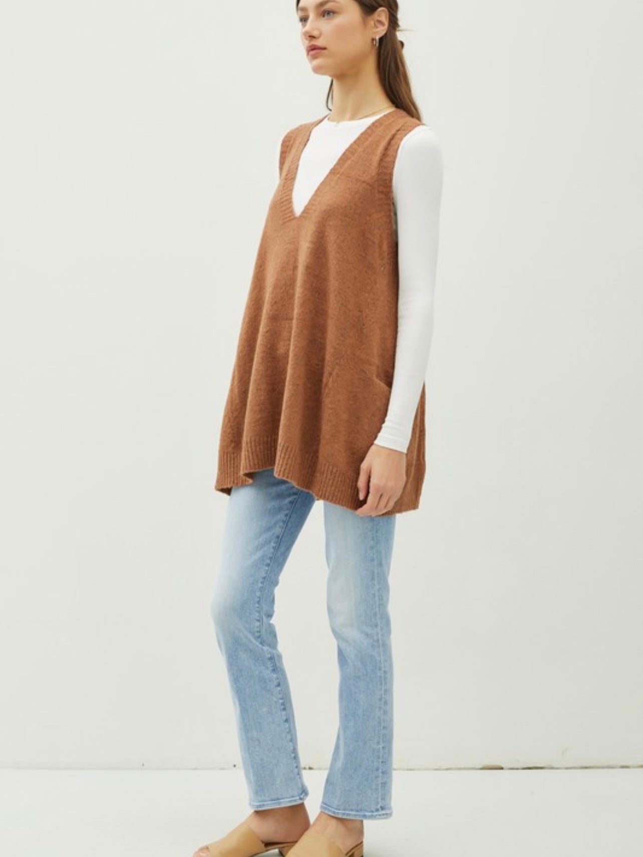V Neck Oversized Sweater Vest
