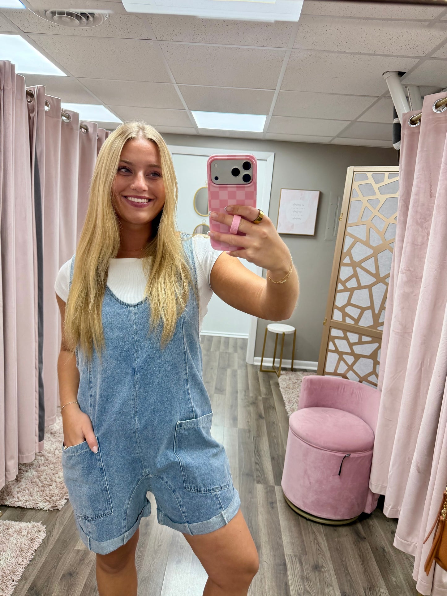 Sleeveless Overall Denim Romper