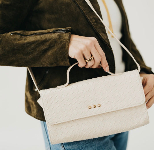 PS Foldover Woven Clutch Crossbody