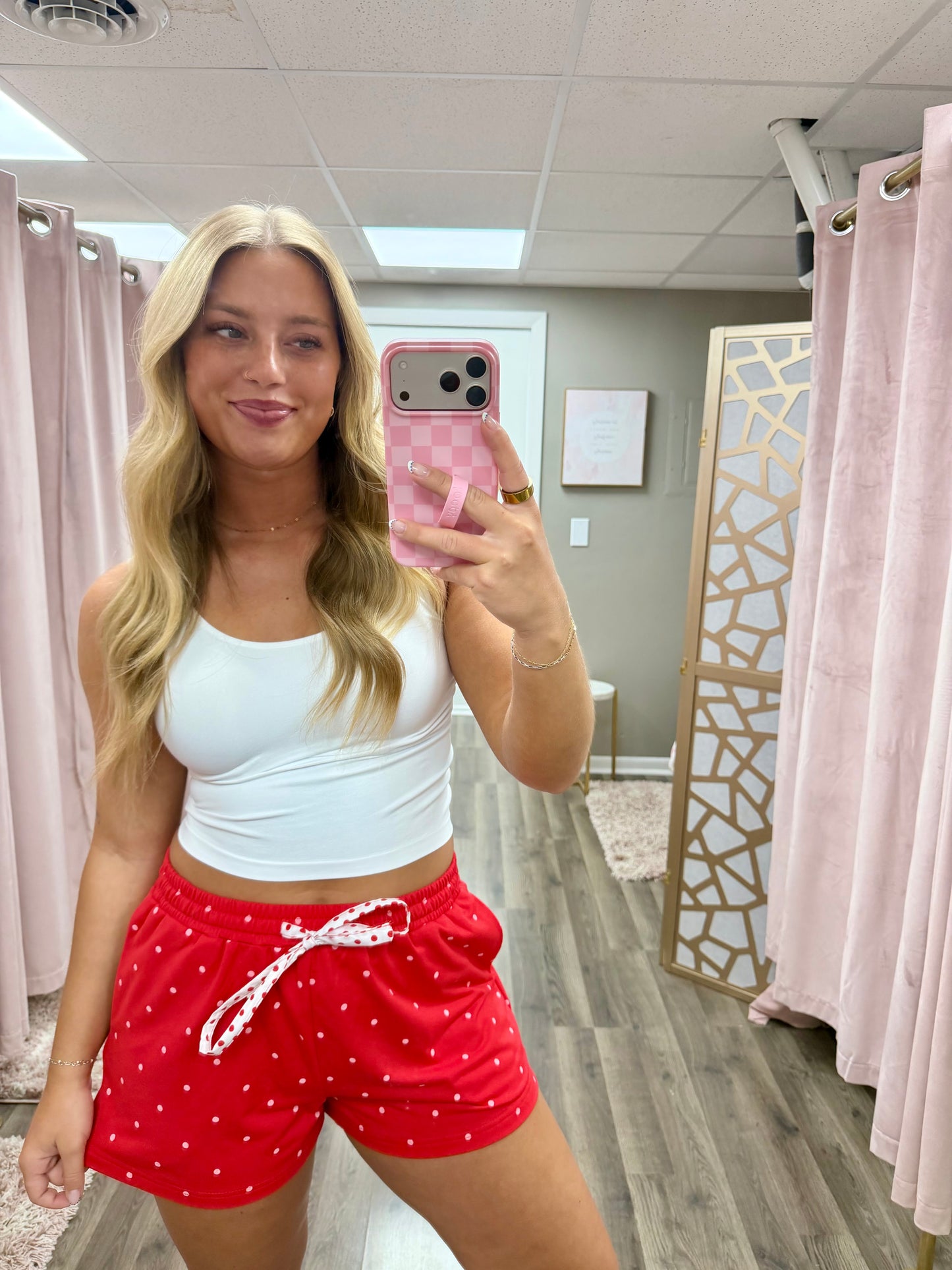Polka Dot French Terry Mini Shorts