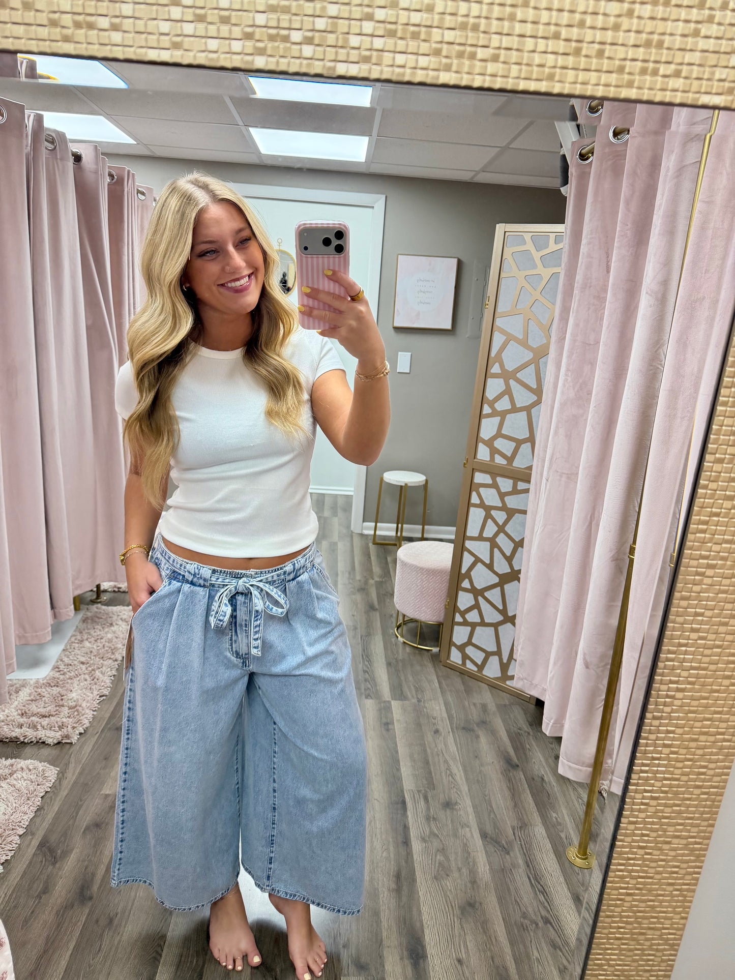 Risen High Rise Wide Tie Belted Jean