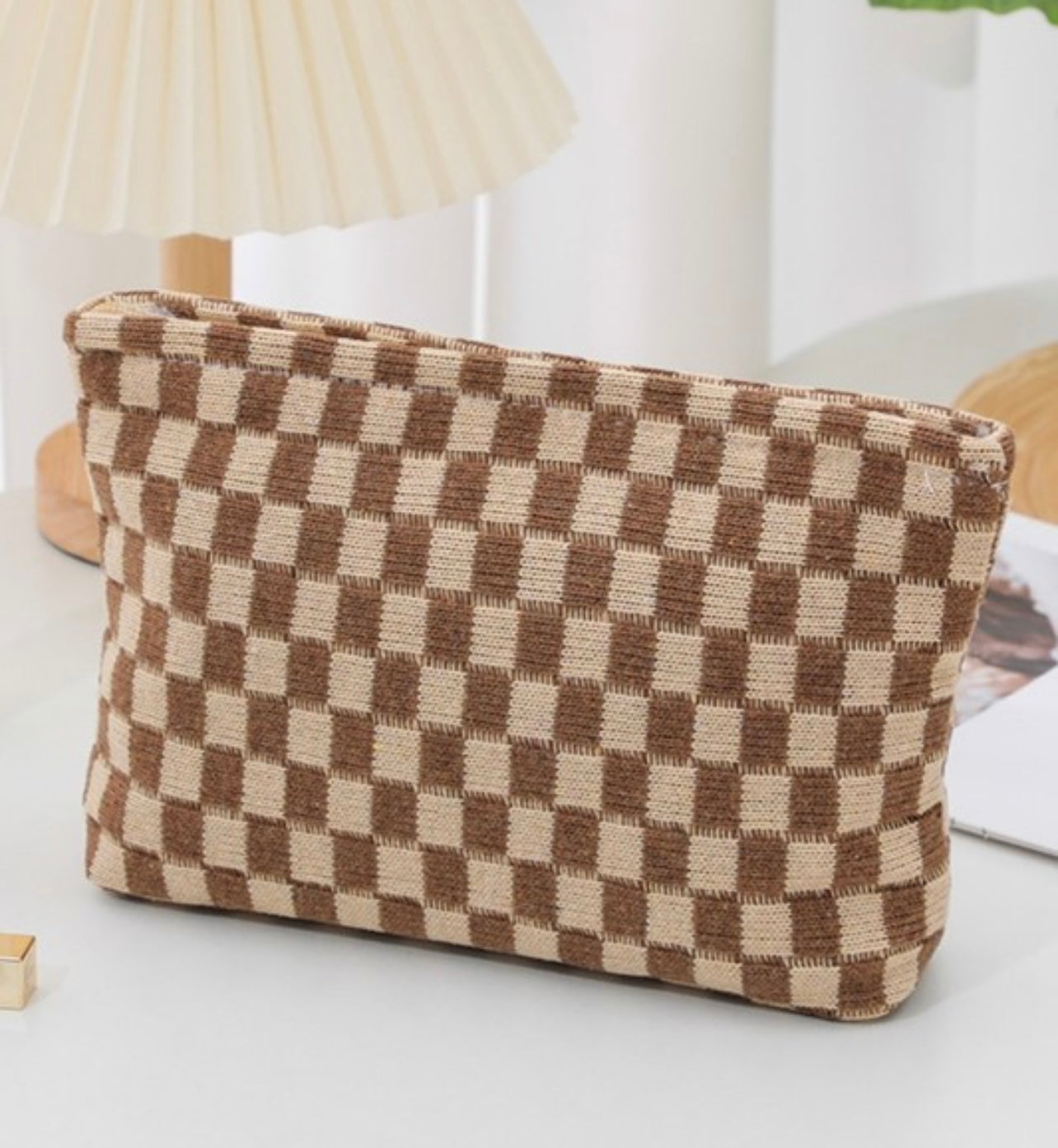 Checkered Cosmetic Pouch