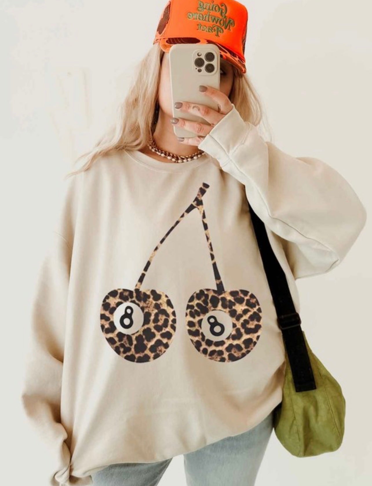 Oversized Leopard Cherry Crew