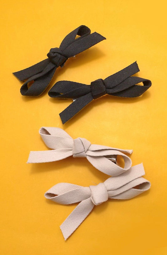 Fabric Bow Hair Pin Pair