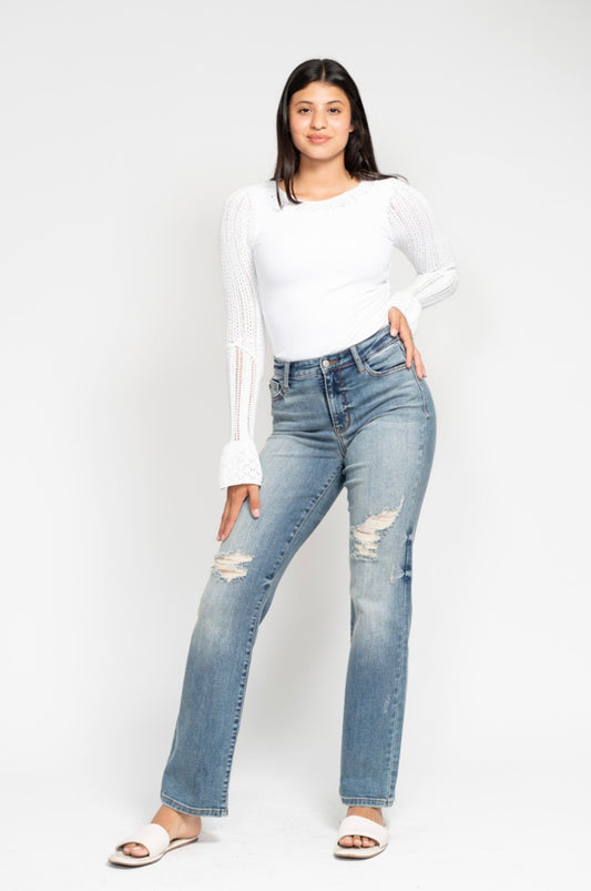 Judy Blue Distressed Straight Dad Jean