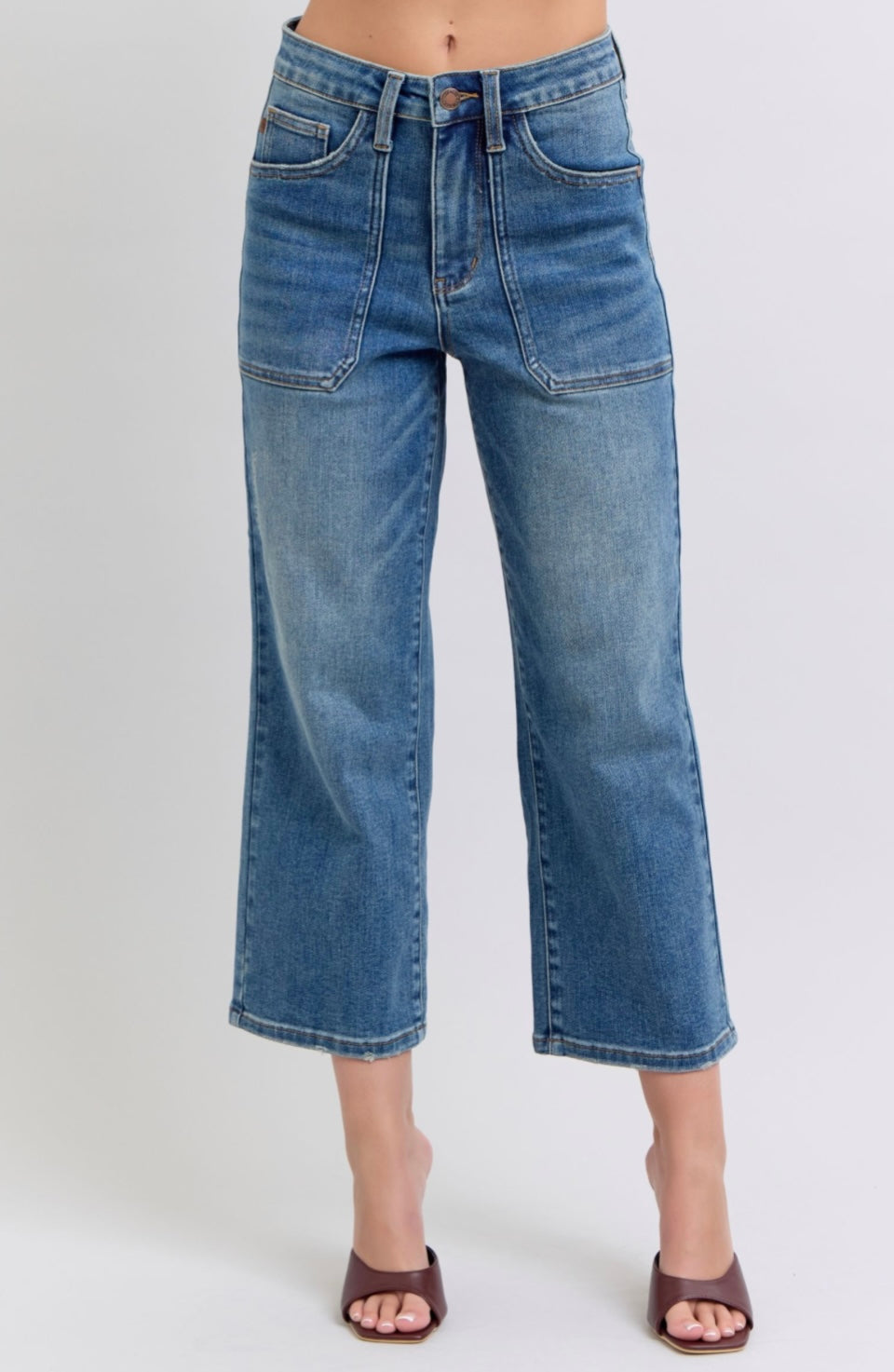 Judy Blue HW Utility Crop Wide Jeans