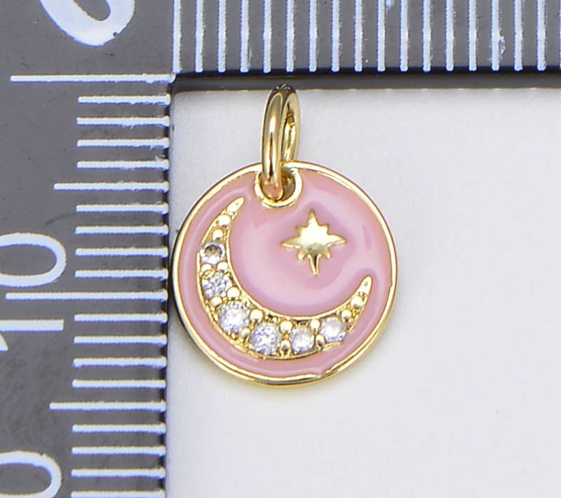 Pink Enamel Celestial Dainty Charm, CP1536