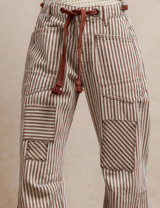 Striped Twill Barrel Pants