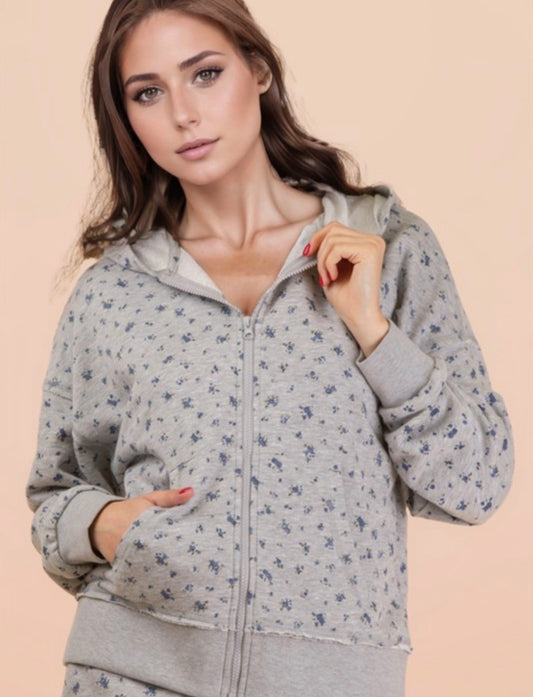 Oversized Floral Zip up