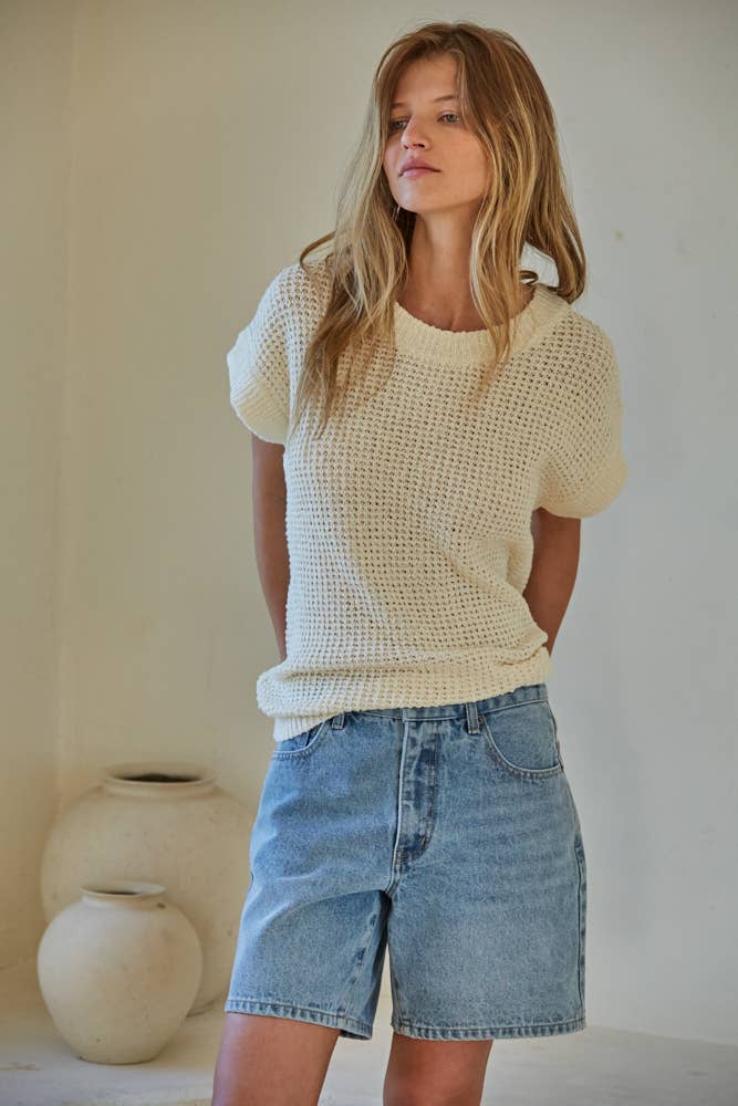 Sweater Short Sleeve Crew Neck