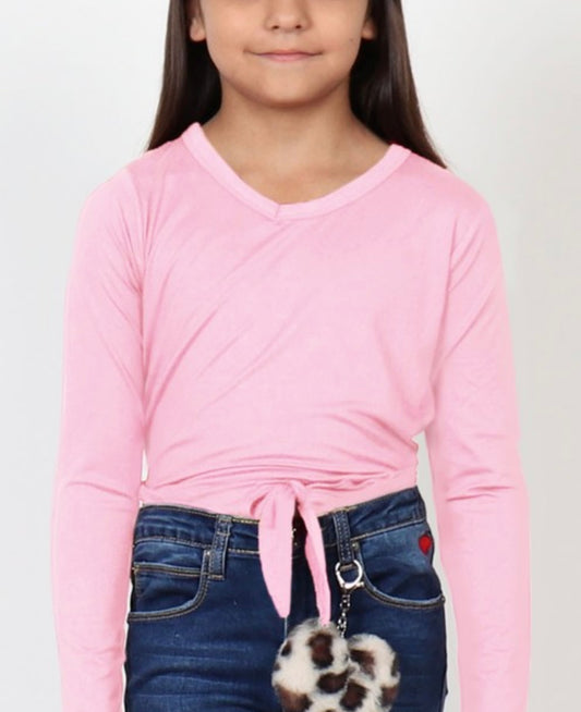 Kids Pink Front Tie Top