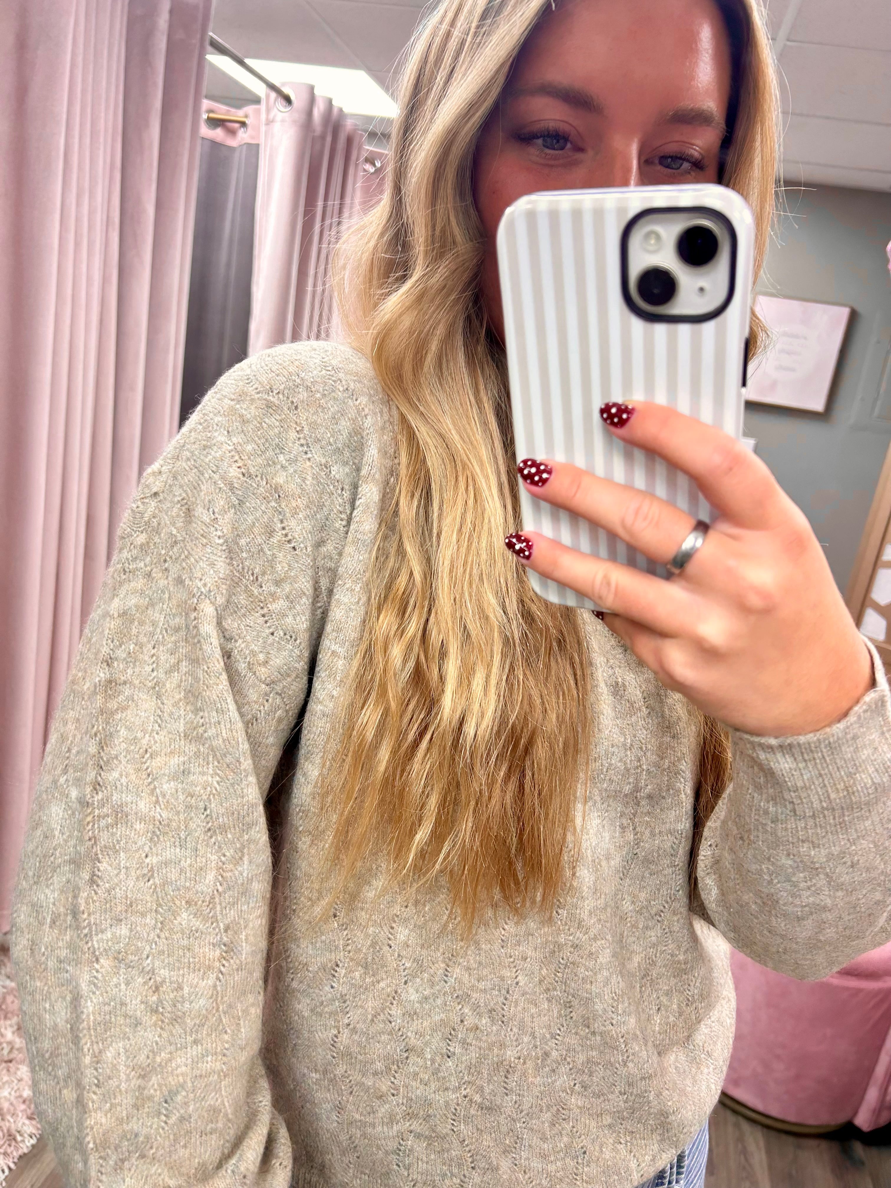 Classic Cut Crochet Knit Sweater