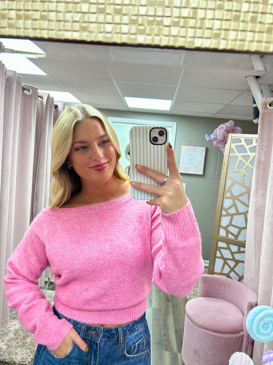 Off Shoulder Rib Knit Sweater