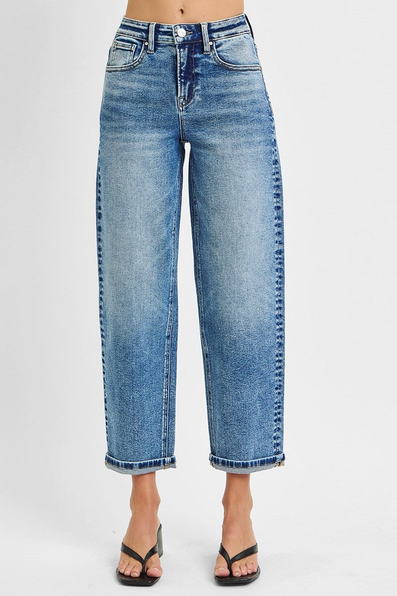Risen Crop Boyfriend Cuffed Jean