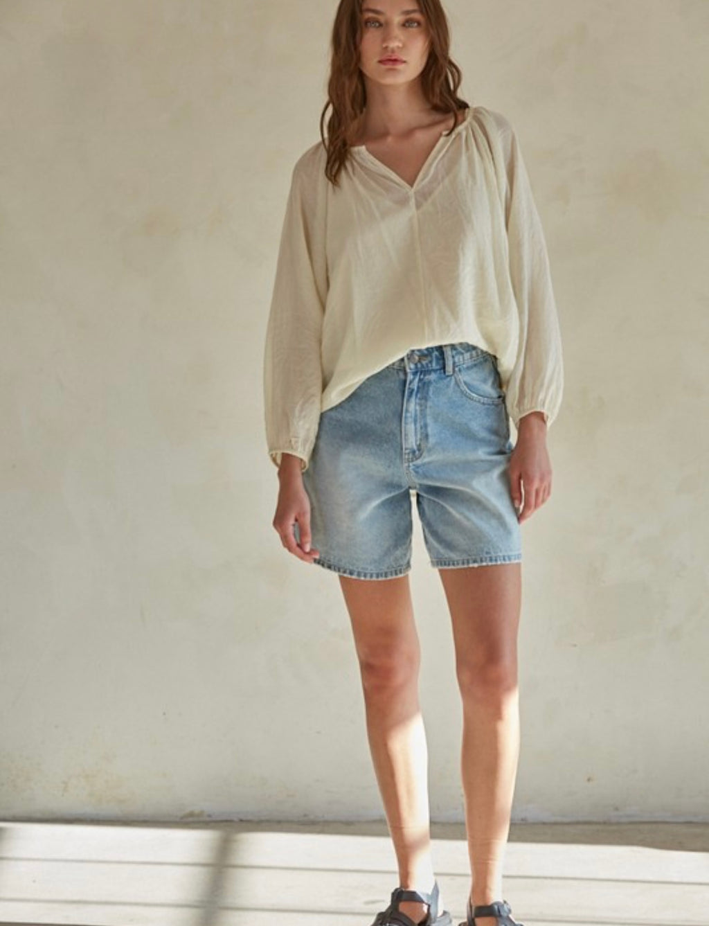 Split Neck Blouse Top