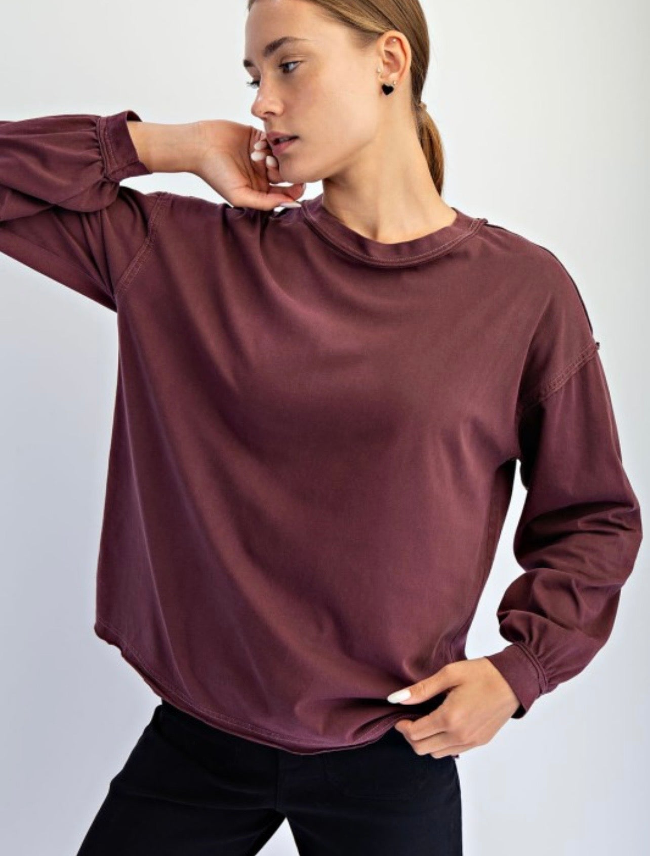 Pigment Washed Crewneck Long Sleeve