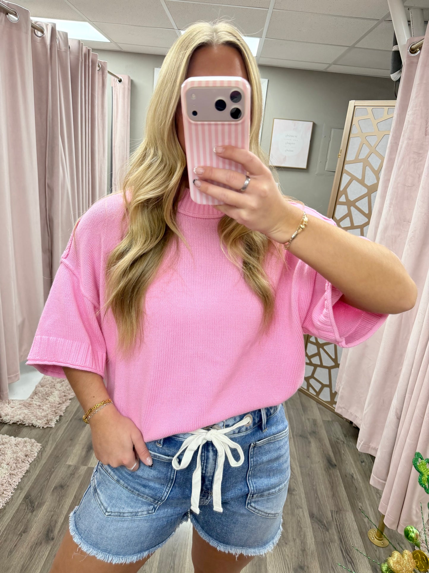 Oversized Short Sleeve Crew Sweater