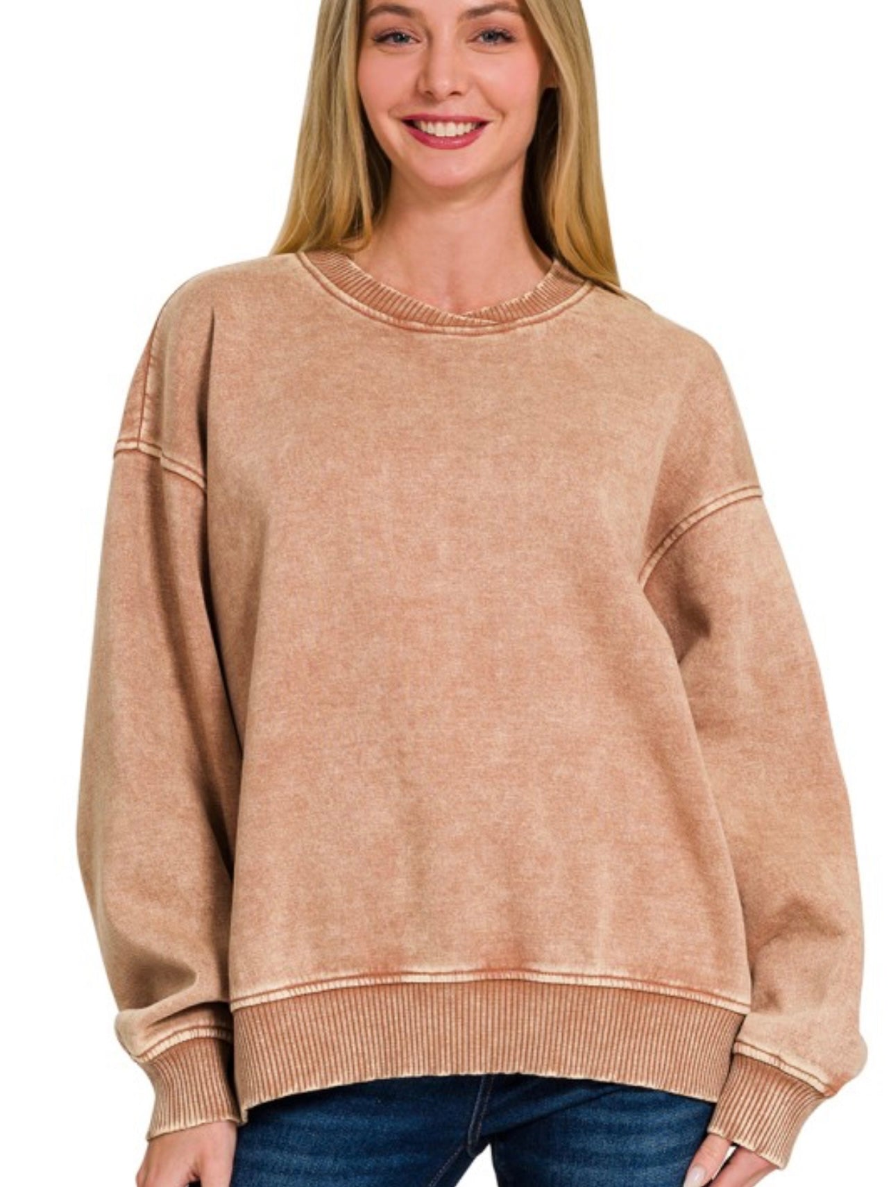 Acid Wash Oversized Crew