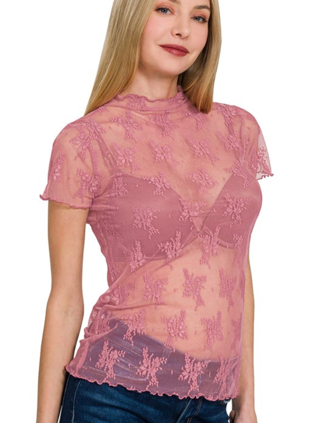 Short Sleeve Lace Top