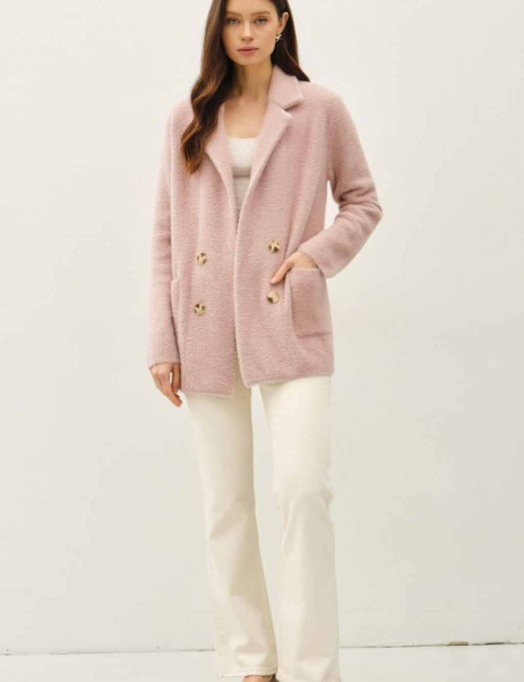 Fuzzy Double Button Coat
