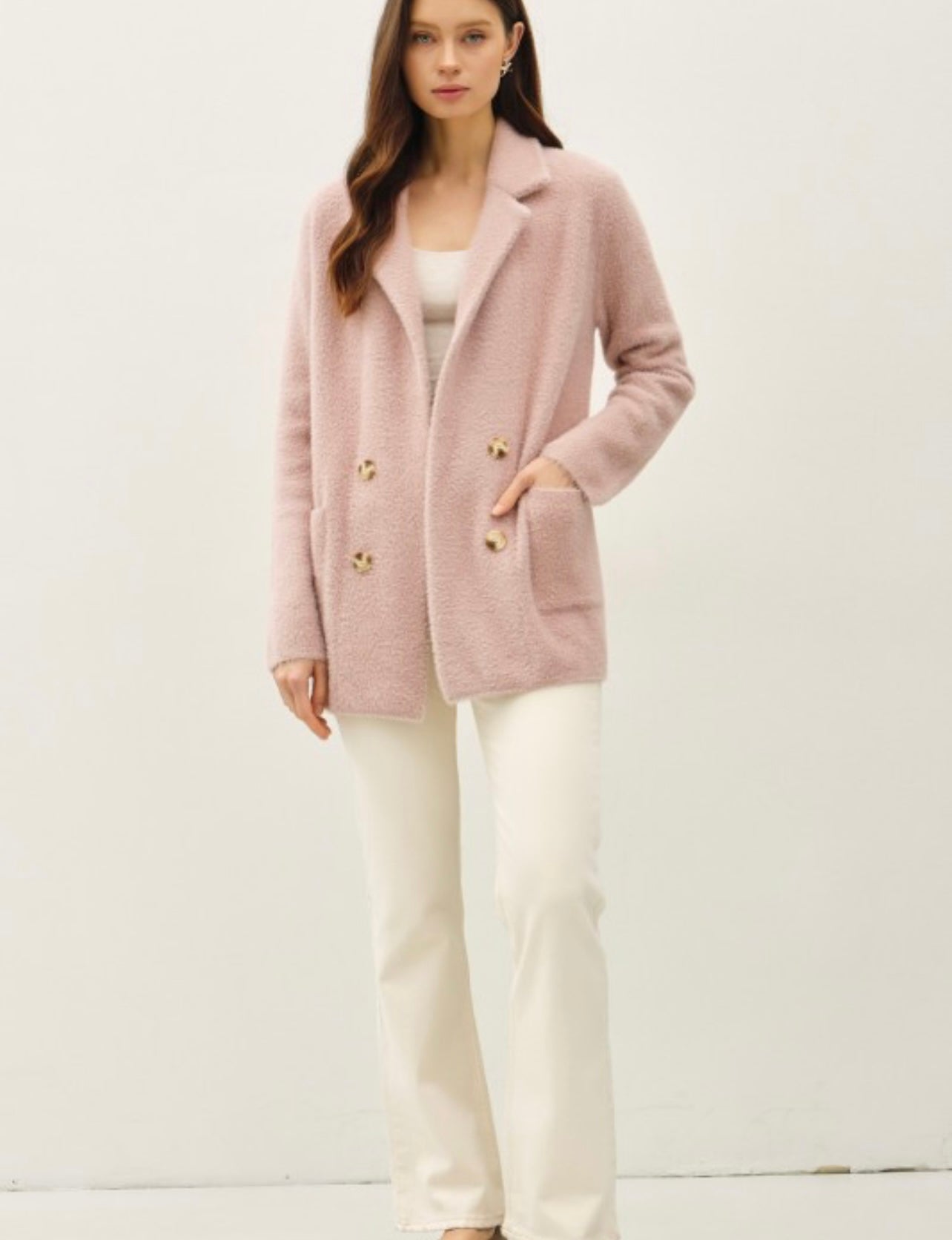 Fuzzy Double Button Coat