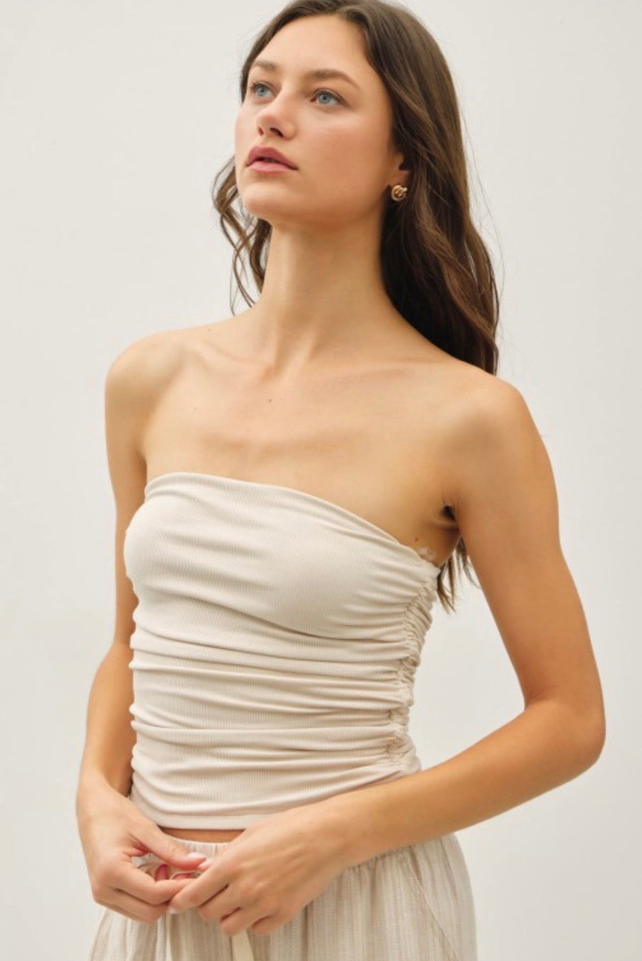 Ruched Crop Tube Top