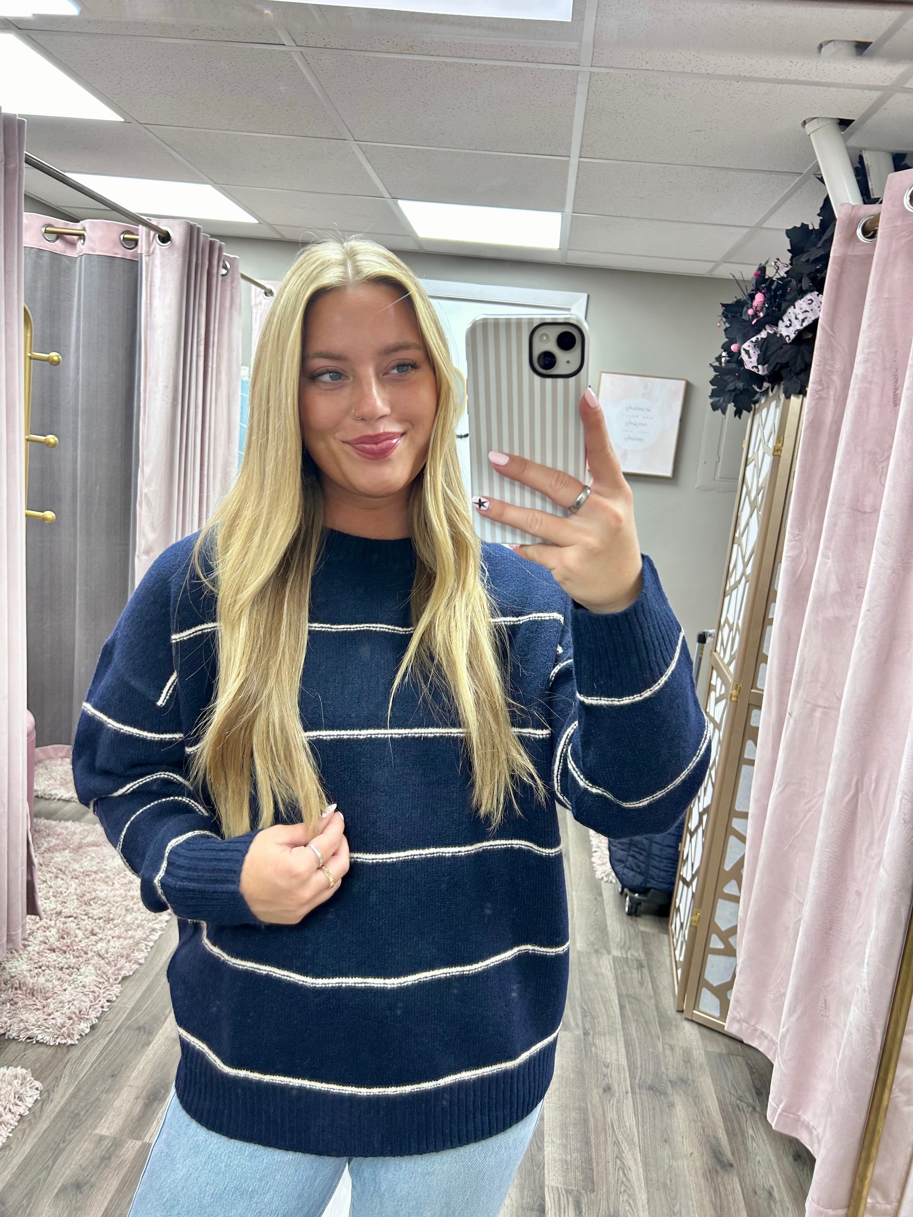 Stripe Crew Oversized Sweater