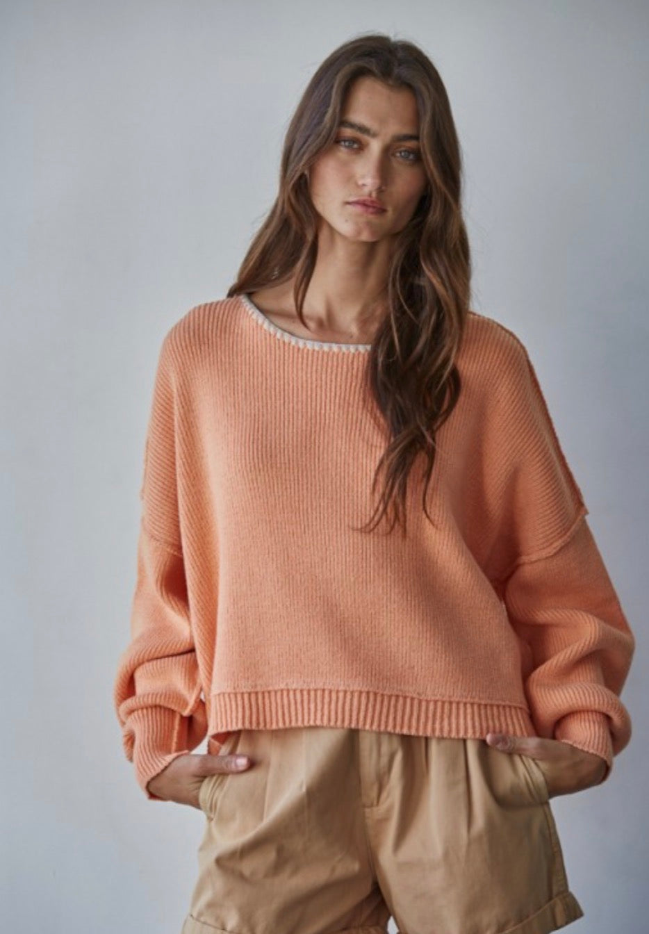 Ribbed Boat Neck Sweater