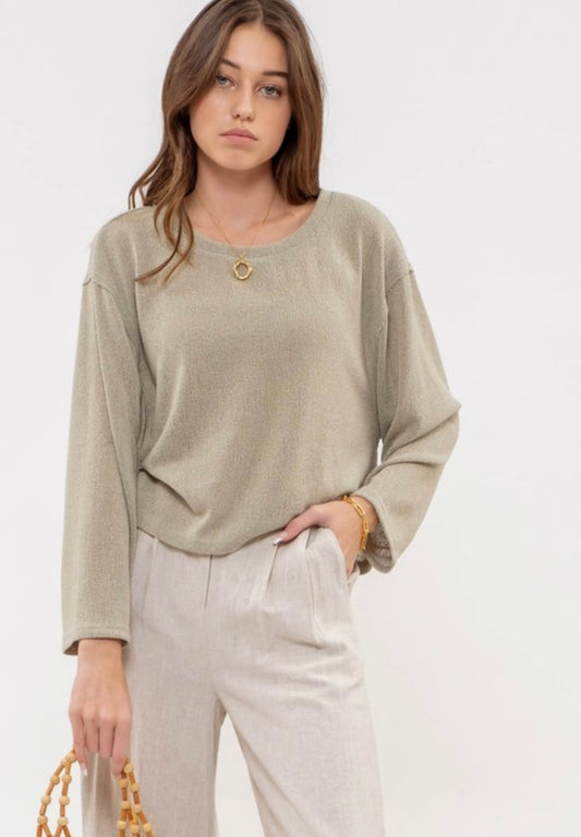 Solid Relaxed Raw Edge Top