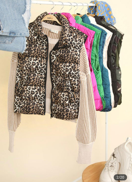 Leopard Print Collar Vest