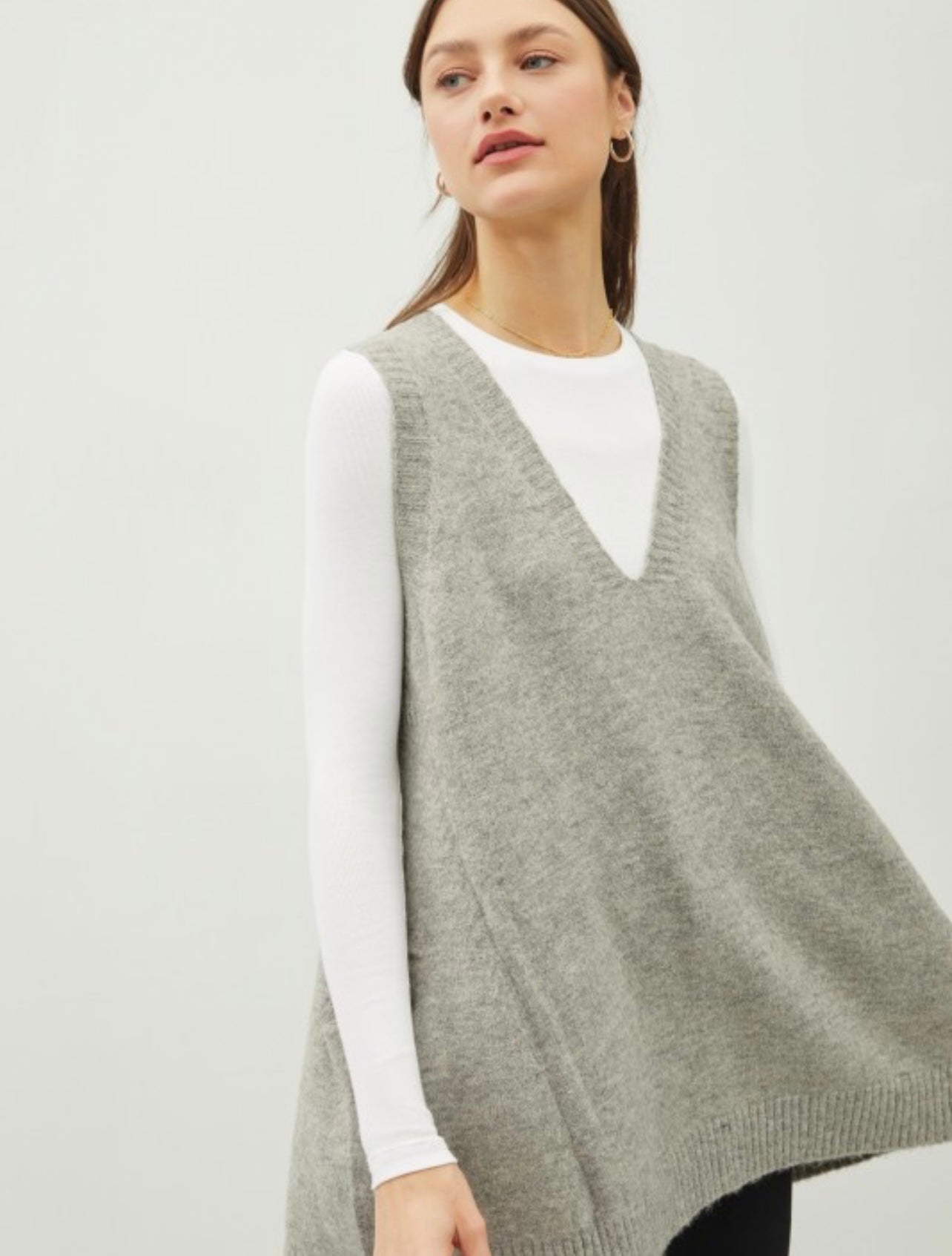 V Neck Oversized Sweater Vest