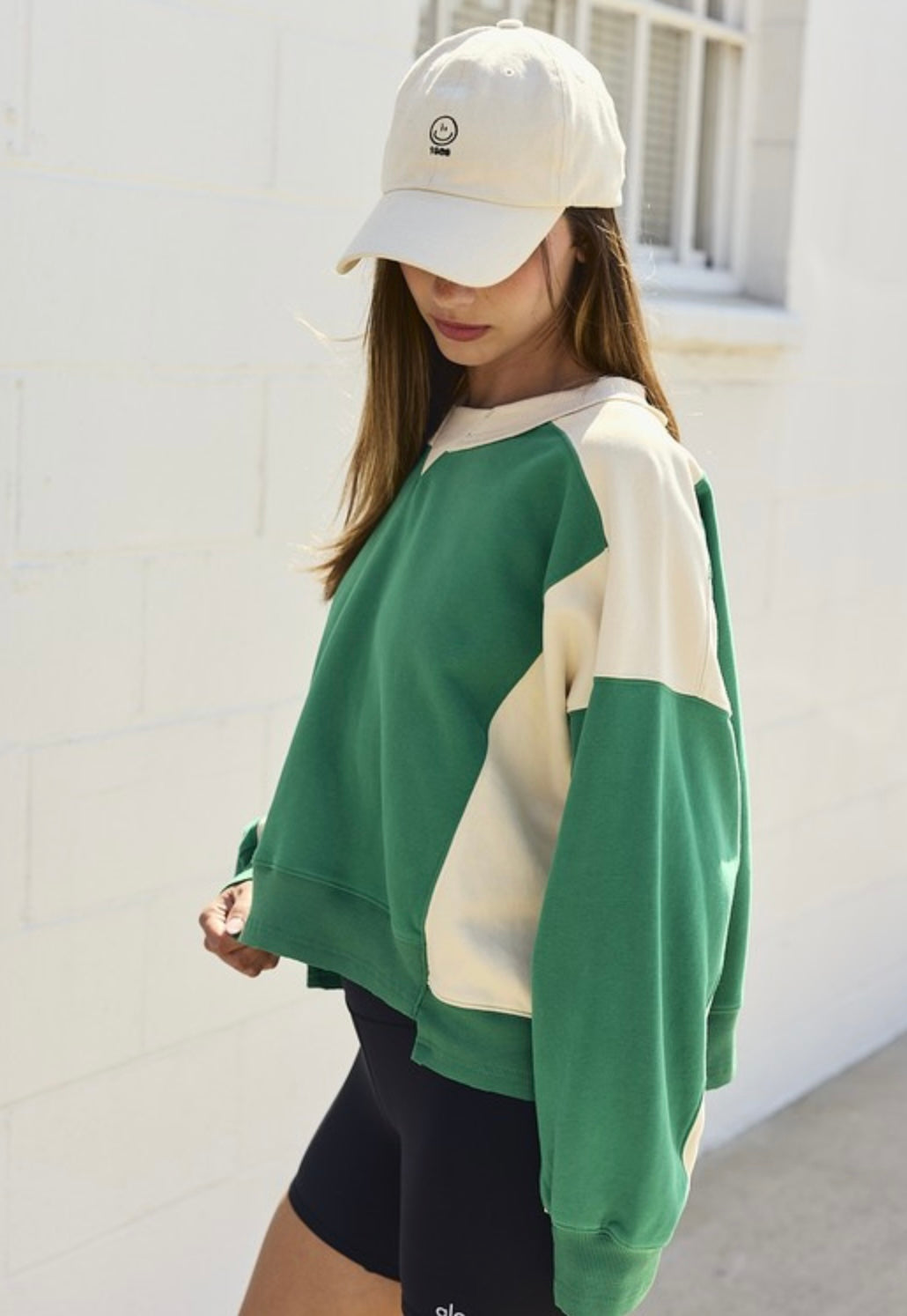 Contrast Asymmetrical Hem Crew