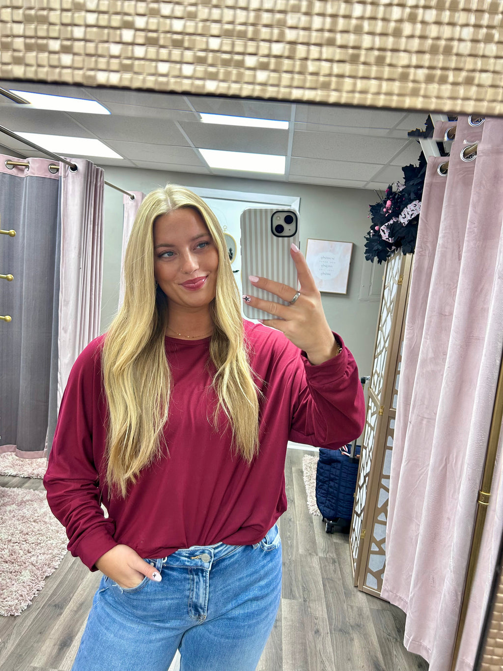 Drop Shoulder Long Sleeve Top