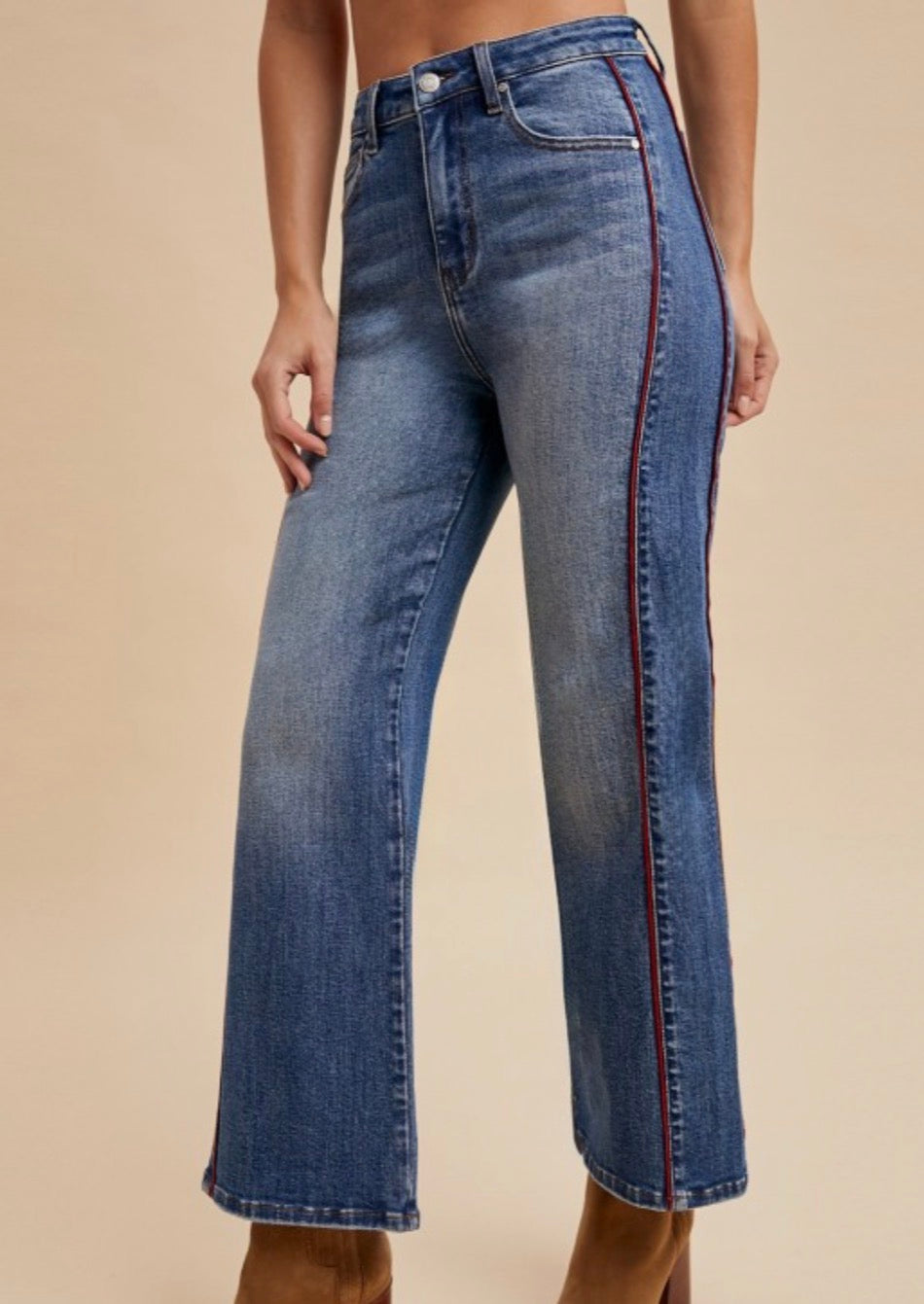 Side Piping Wide Leg Jean