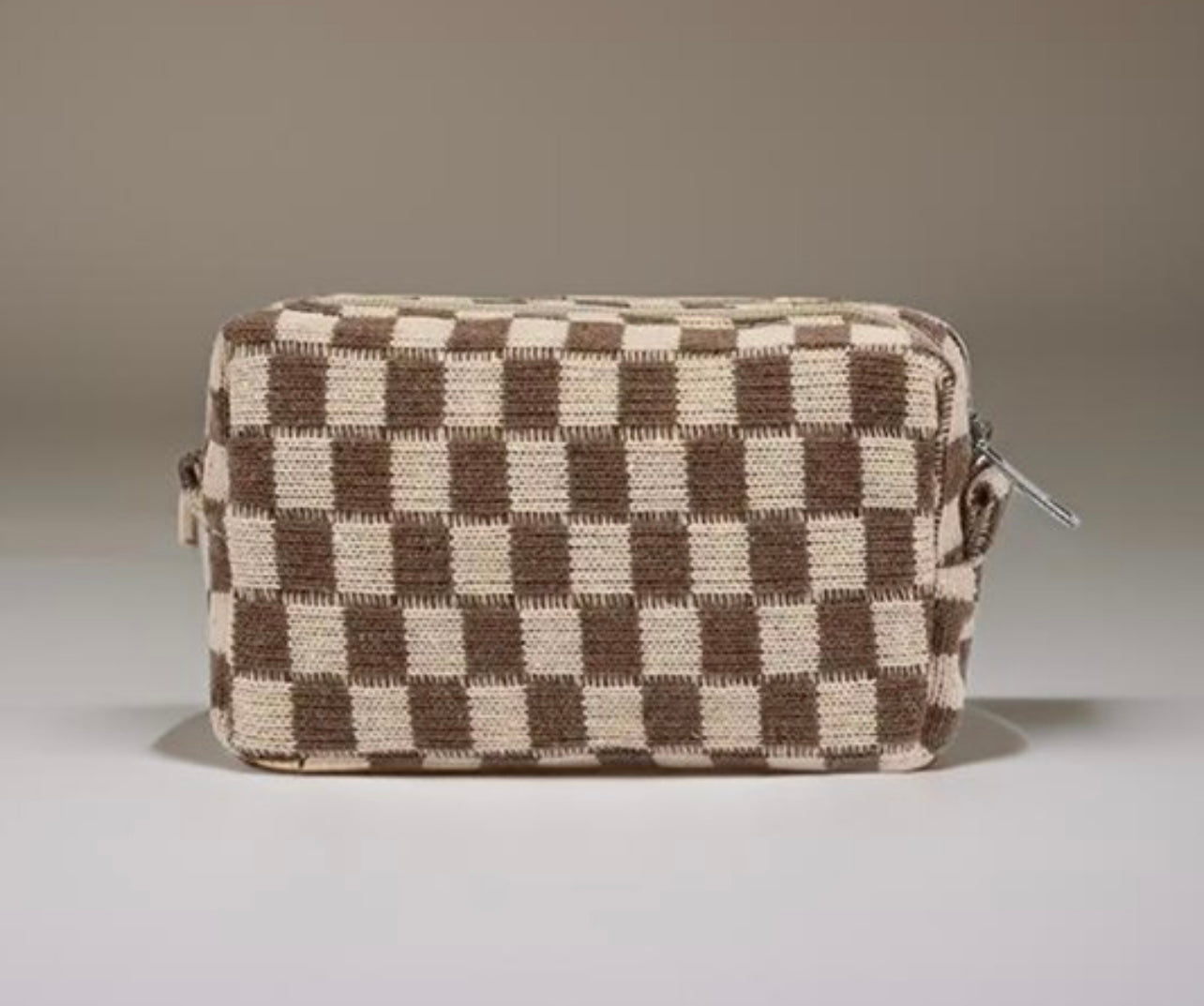 Checkered Mini Cosmetic Pouch