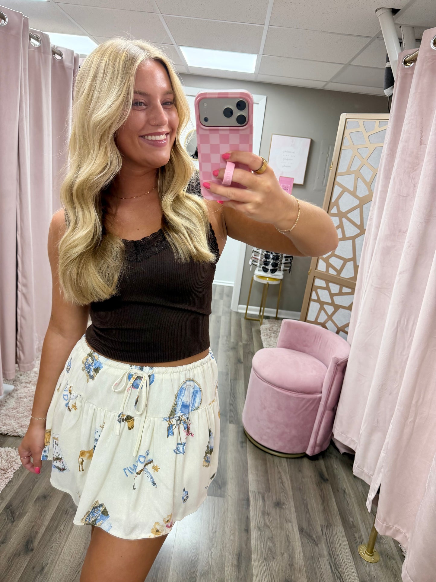 Lightweight Printed Mini Skirt