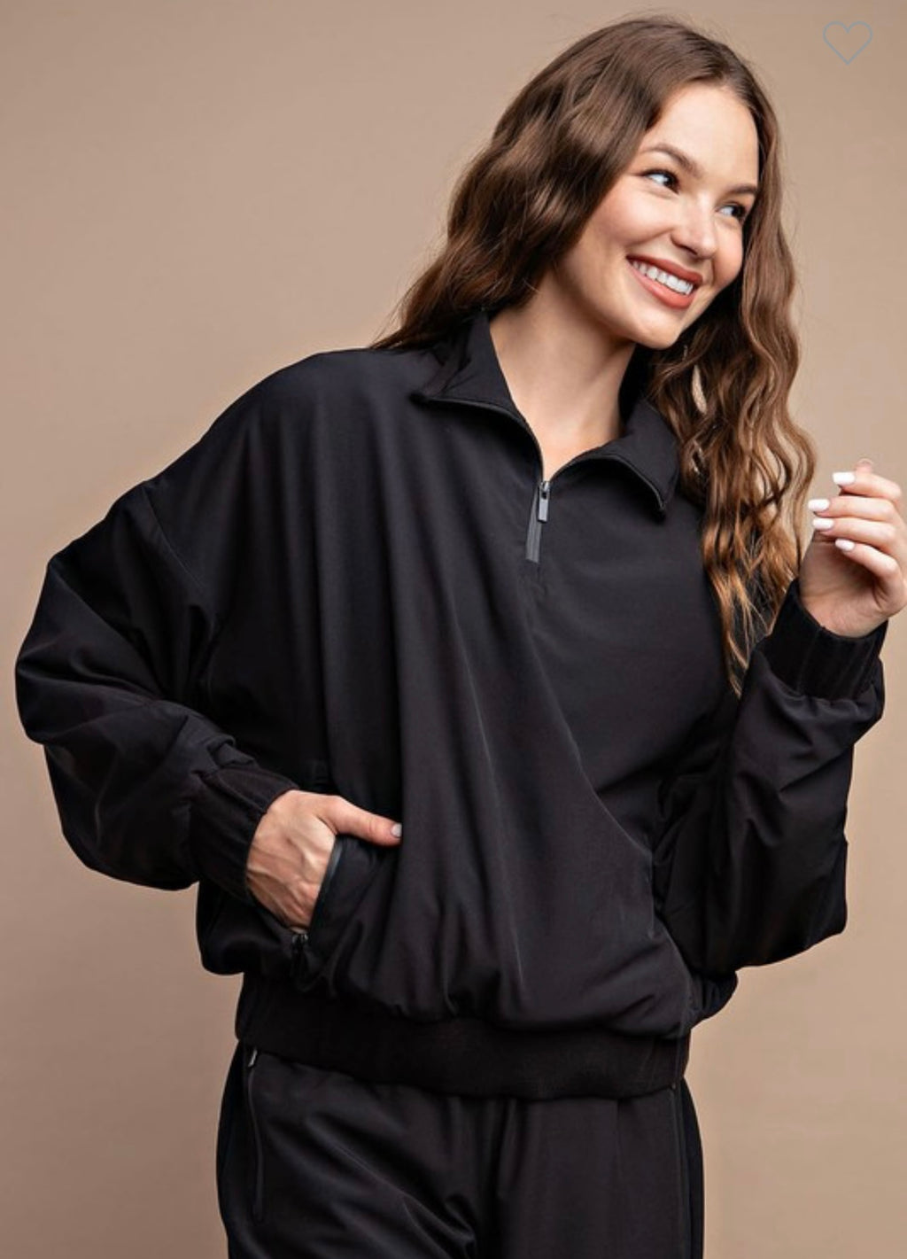 Woven Fleece Lined Oversized Quarterzip